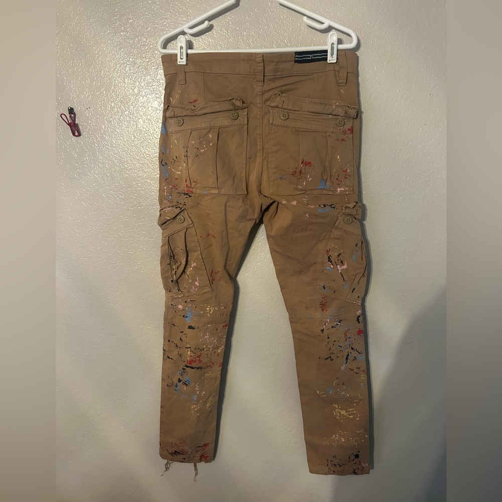Men’s Jordan Craig tan and custom paint splattered pants